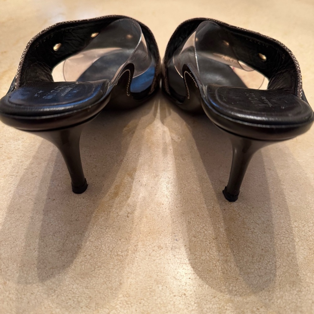 Gucci Black and Brown Mules with Gold Accents - Picture 4 of 6